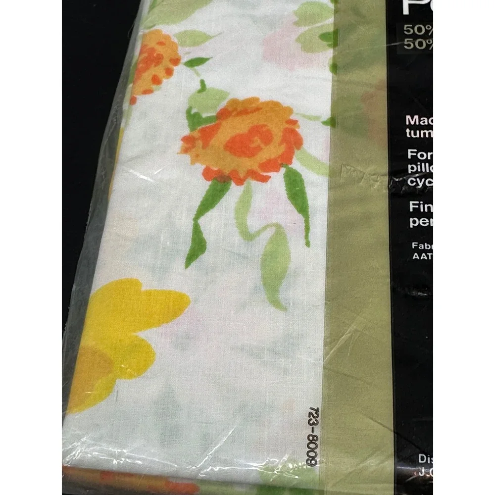 Vintage JCPenney No Iron Percale Floral Pillowcases Standard 2pk NOS Buttercup